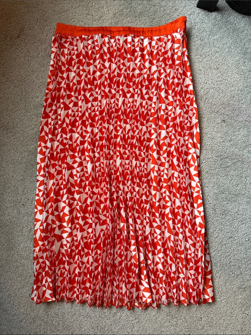 Future Collective Orange Geometrical Pleated Midi Skirt - size 10